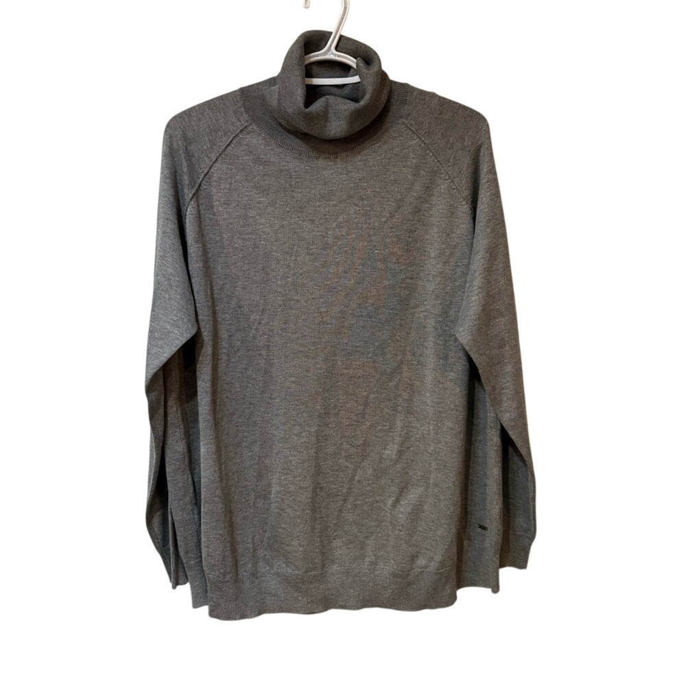 Holly & Whyte Lindex Gray Striped Long Sleeve Turtleneck Viscose Knit‎ Top L